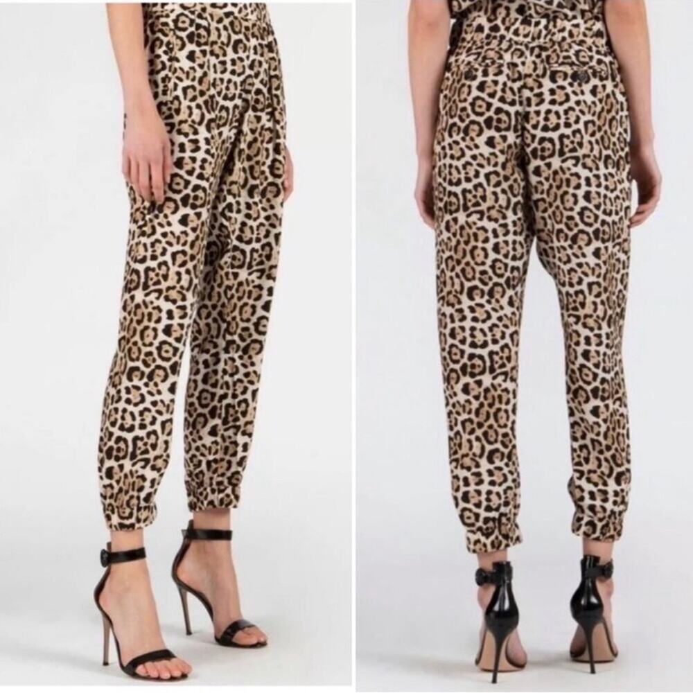 ATM Anthony Thomas Melillo Leopard Print Silk Cropped Joggers - Picture 4 of 9